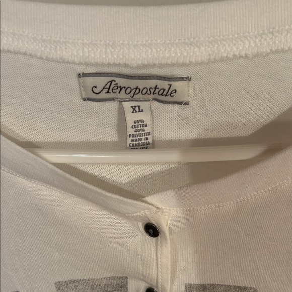 Aeropostale White Henley with Gray Logo - Picture 2 of 3